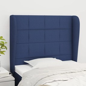 3117944 vidaXL Tăblie de pat cu aripioare, albastru, 93x23x118/128 cm, textil