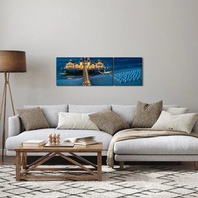 Tablou - hotel pe plajă (cu ceas) (90x30 cm)