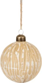 Decoratiune de Craciun din sticla ANTIC WOOD 8 cm, bej