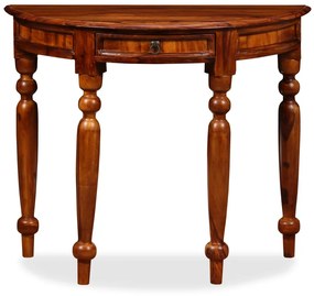 245157 vidaXL Masă consolă, lemn masiv palisandru, 90x40x76 cm, semi-rotund