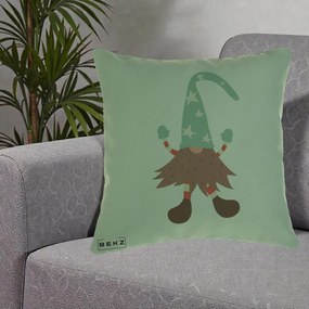 Perna Decorativa Pitic Gnom Nordic cu Cadou Menta, 40x40 cm, Verde, Husa Detasabila, Perna Inclusa, BEKZ®