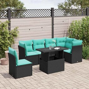 3326617 vidaXL Set mobilier de grădină cu perne, 6 piese, negru, poliratan