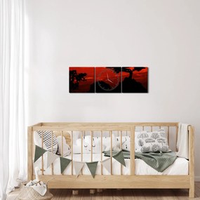 Tablou -Apus de soare (cu ceas) (90x30 cm)
