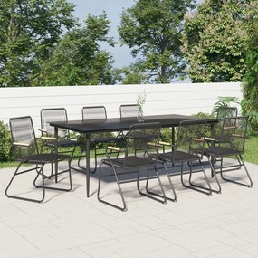 3099220 vidaXL Set cu masă pentru grădină, 9 piese, negru, ratan PVC