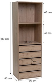 Dulap modular în culoare naturală deschis cu aspect de lemn de stejar 60x180x45 cm Modular – Casa Selección