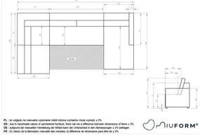 Colțar modular bej extensibil/cu spațiu de depozitare (cu colț pe partea stângă) Lulu – Miuform