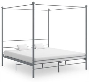 325071 vidaXL Cadru de pat cu baldachin, gri, 200x200 cm, metal