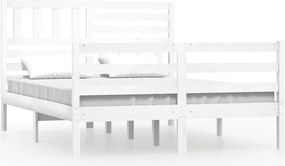vidaXL Cadru de pat, alb, 160x200 cm, lemn masiv