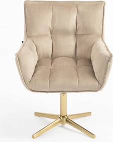 HR560CROSS Scaun Catifea Latte cu Bază Aurie