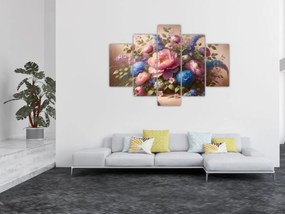 Tablou - Masă plină de flori (150x105 cm)