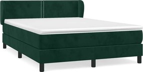 vidaXL Pat box spring cu saltea, verde închis, 140x190 cm, catifea