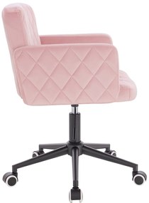 HR802K Scaun Roz Pudra din Catifea cu Bază Neagră