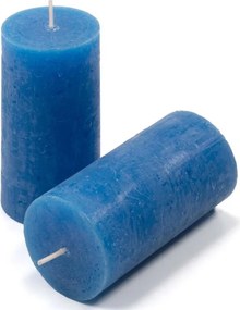 Set de lumânări rustice, 10 cm, Ø 5 cm, albastru, 16 buc