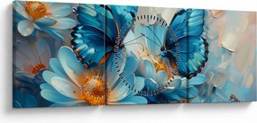 Tablou - Fluturi albaștri (cu ceas) (90x30 cm)