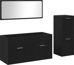 vidaXL Set de mobilier pentru baie 3 pcs Stejar Negru Lemn compozit