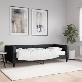 vidaXL Pat de zi cu saltea, negru, 90x190 cm, textil