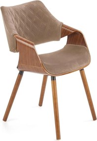 Scaun tapitat K396, bej/nuc, stofa catifelata/placaj, 56x55x77 cm