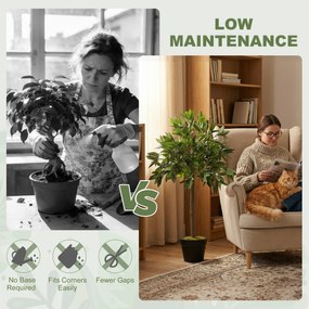 Outsunny Set de 2 Arbori de Dafin în Ghiveci, Plante Artificiale din Plastic pentru Interior și Exterior, Ø16x90A cm, Verde  | Aosom Romania