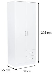 Dulap Miami 80x205 cm alb-alb