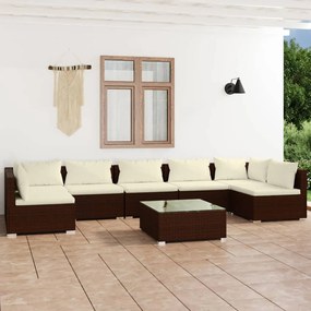 3101898 vidaXL Set mobilier de grădină cu perne, 8 piese, maro, poliratan