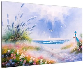 Tablou - Plaja romantică, pictură în ulei (90x60 cm)