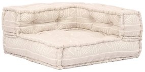 Canapea puf modulara cu 3 locuri, bej, material textil Bej, Canapea cu 3 locuri cu spatar si cotiera