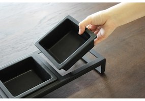 Set 2 boluri pentru animale de companie cu suport Yamazaki Tower, negru