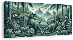 Tablou lumea preistorică a dinozaurilor în junglă
