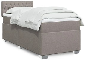 vidaXL Pat box spring cu saltea, gri taupe, 90x200 cm, textil
