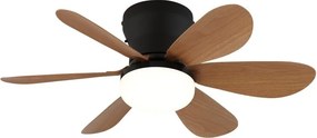 Lustra LED cu Ventilator si telecomanda DELORES negru/ efect de lemn