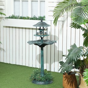 Outsunny Bain d'oiseaux Adăpător pentru Păsări ghiveci 3 în 1 Ø 50 x 113 cm polipropilenă verde-grizonat | Aosom Romania