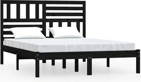 vidaXL Cadru de pat, negru, 140x190 cm, lemn masiv de pin