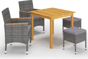 vidaXL Set mobilier de grădină, 5 piese, gri