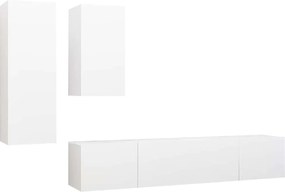 vidaXL Set dulapuri TV, 4 piese, alb, lemn prelucrat