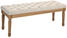 HOMCOM Bancă Tip Ottoman, Bancă Tapițată la Capătul Patului, 120x41x48 cm, Alb Crem | Aosom Romania