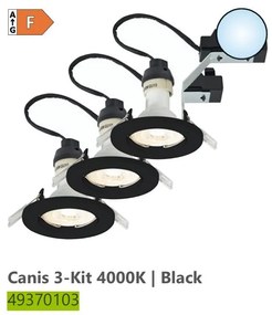 Set de 3 spoturi incastrabile directionabile cu bec GU10 4000K Canis negru