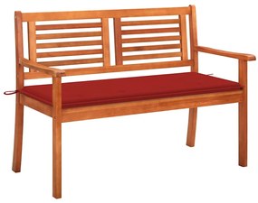 vidaXL Bancă grădină 2 locuri, cu pernă, 120 cm, lemn masiv eucalipt