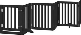 vidaXL Poartă câini pliabilă cu ușă 6 panouri negru, 300 cm, lemn plop