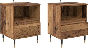 vidaXL Dulap de noapte 2 pcs Lemn vechi 40 x 35 x 50 cm Lemn compozit