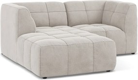 Colțar bej cu tapițerie din catifea (cu colț pe partea stângă/cu șezlong) Aloha – Makamii