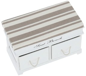 Bancă cu pernă, 2 sertare, alb/maro deschis, SEAT BENCH 1 NEW