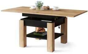 Masă extensibilă CALEB, blat ridicabil, stejar craft/negru