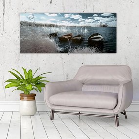 Tablou - Bărci de lemn pe lac (120x50 cm)