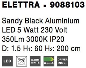 Pendul LED design liniar ELETTRA negru