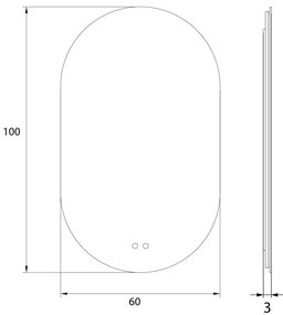 Oglinda baie cu iluminat LED MIRROR 100x60cm