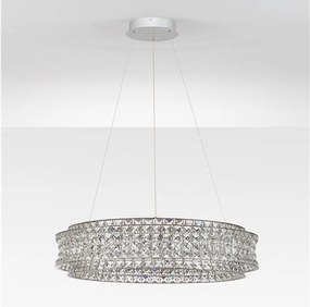 Lustra suspendata LED crom, cristale sticla CELYSIA 80cm