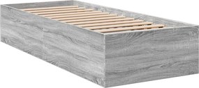 vidaXL Cadru de pat, gri sonoma, 90x200 cm, lemn prelucrat