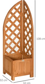 Outsunny Jardiniere cu spalier de colț, orificiu de drenaj, rezistent la intemperii, lemn natural, maro, 32 x 32 x 108 cm | Aosom Romania