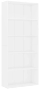 801026 vidaXL Bibliotecă cu 5 rafturi, alb, 80 x 30 x 189 cm, PAL