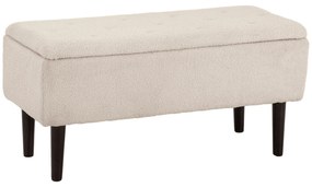 HOMCOM Scaun Modern cu Spațiu de Depozitare și Picioare din Lemn, Scaun Tapițat pentru Living sau Dormitor, 95x38x45 cm, Bej | Aosom Romania